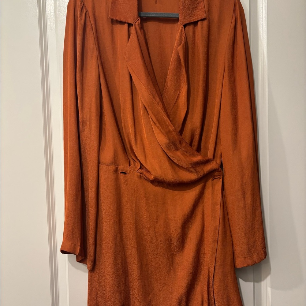Elegant Orange Drape Dress